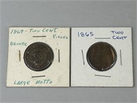 1864 & 1865 Two-Cent Pieces.