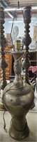Vintage Heavy Ornate Brass Table Lamp 34 in. Tall