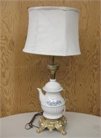 30" Teapot Style Ceramic & Metal Table Lamp