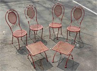 Four Iron Chairs and Pair Tables