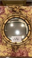 Antique American Eagle wood frame, convex mirror.