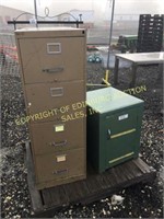 BROWN METAL 4-DRAWER FILING CABINET &