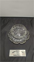 Vintage Flower Shaped Glass Snack Bowl w/ Tray