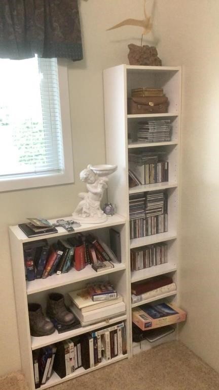 (2) White Shelfs In Office w/ Contents