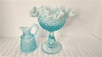 Fenton bowl with matching pitcher