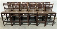 (12) Wooden Bar Stools