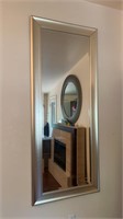 Large Silver Framed Wall Mirror 33x79 as found