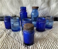 Assorted Blue Glass Bottles