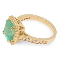 3.00ct Emerald & 0.50ct Diamond Ring: 14K Gold