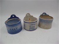 Lot (3) B&W Stoneware Salt Crocks