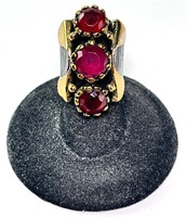 Sterling Silver Ruby Ring 14 Grams Size 5.25