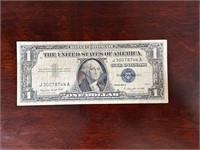 1957 A $1 Dollar Silver Certificate with blue seal