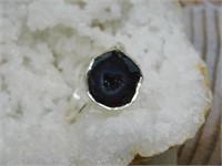 STERLING SILVER GEODE RING SIZE 7 ROCK STONE LAPID