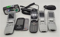 Grouping of Mobile Flip Phones, Car Plugs+