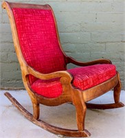 Furniture Antique Rocking Chair Red Upholstery