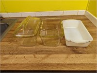 Three Vintage Glass Loaf Pans