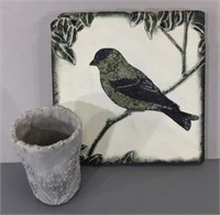 Bird Stepping Stone w/Plaster Vase