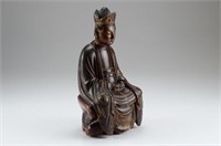 CHINESE GILT AND LACQUERED WOOD FIGURE OF GUANYIN