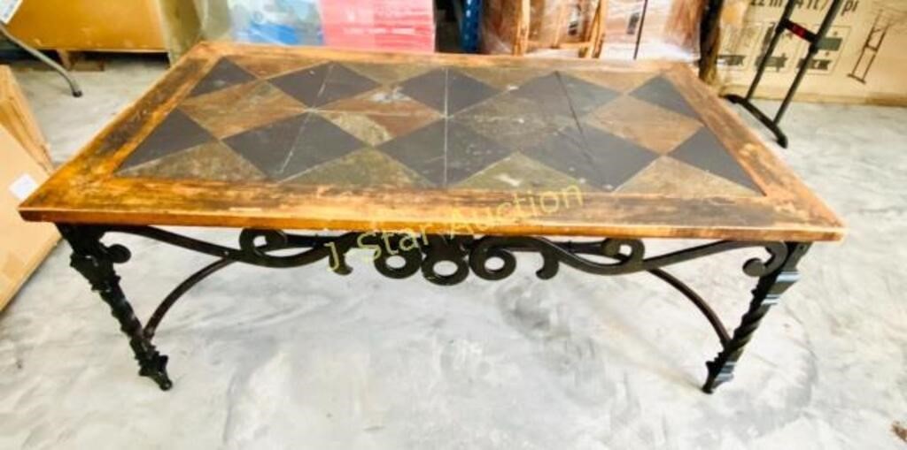 Rustic style large coffee table heavy steel frame