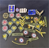 Group of vintage military patches & pins