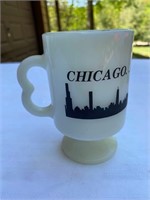 Milk Glass CHICAGO Coffee Mug