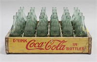 COCA-COLA YELLOW WOODEN CARRIER TRAY WITH BOTTLES