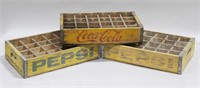COCA-COLA  & PEPSI WOODEN CARRIER TRAYS (3)