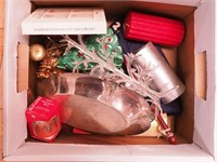 Two boxes including Christmas items