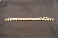 14K GOLD FINE DOUBLE STRAND CULTURED PEARL AND