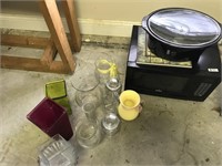 Rival Microwave, Crock pot liner& Vases