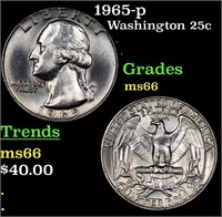 1965-p Washington Quarter 25c Grades GEM+ Unc