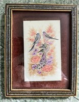 Inlaid Wood Frame w/ Painted Birds