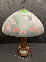 BEAUTIFUL Butterfly POPPY Reverse Painted Lamp