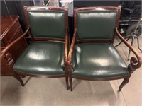 Pair High End Leather Extra Wide Armchairs - some