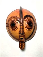 Round Carved Wood Tiki Mask