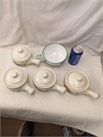 4 Soup Bowls w/ Handles & One Italy