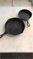 Cast iron #8 10” skillet with 8” unmarked skillet