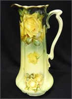 Prov Saxe 14 1/2" floral tankard pitcher