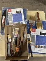 misc paint brushes (NEW) 2 tarps