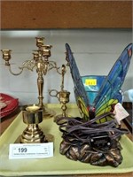 Baldwin Brass Candlesticks, Butterfly Lamp