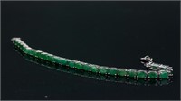 Sterling Silver 13.52ct Emerald Bracelet $921