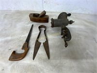 ENTERPRISE HAND GRINDER SHEARS SAW AND WOOD COFFIN