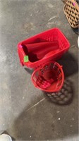 Red plastic totes