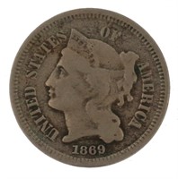 1869 Liberty Three Cent Nickel