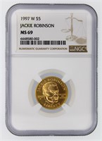1997-W Gold $5 NGC MS69 Jackie Robinson