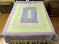 Handmade Quilt #1 Rainbow Rectangle w/Cross-stitch