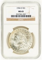 Coin 1904-O Morgan Silver Dollar-NGC MS65