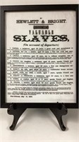 Slave Sale Auction  (framed copy of 1835) 15x12