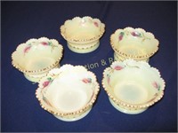 5 BERRY DISHES, RING BAND PATTERN