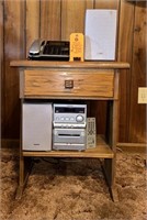 Ranch Oak End Table with Contents